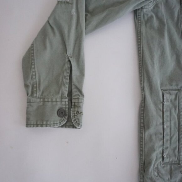 Y2K Abercrombie & Fitch Olive Green Button Up Distressed Outdoor Safari Jacket M - Picture 10 of 11